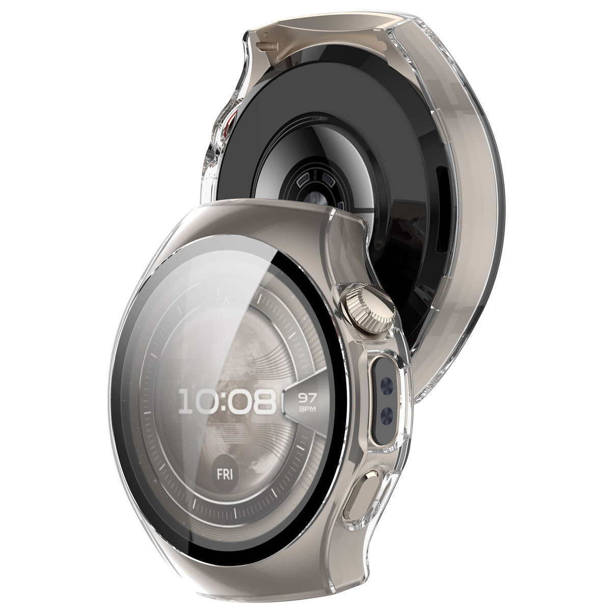 Etui z wbudowanym szkłem Bizon Case Watch Adamo do Huawei Watch 5 42 mm